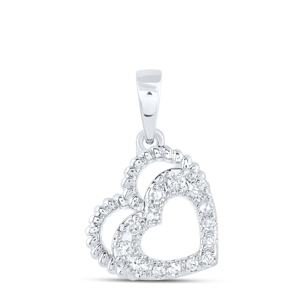 10kt White Gold 1/20 Cttw Diamond Heart Pendant