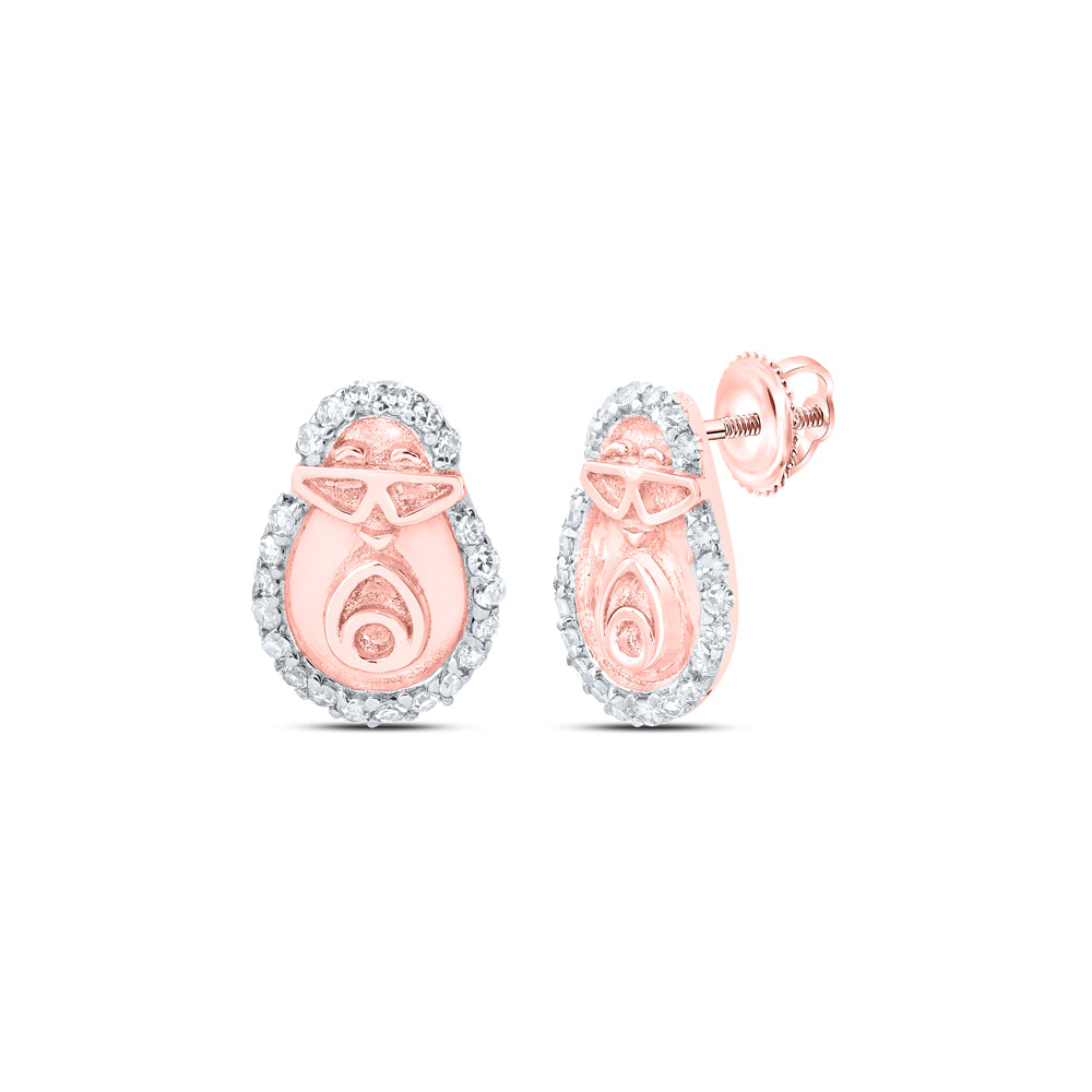 10kt Yellow Or White Or Rose Gold Diamond Avocado Earrings