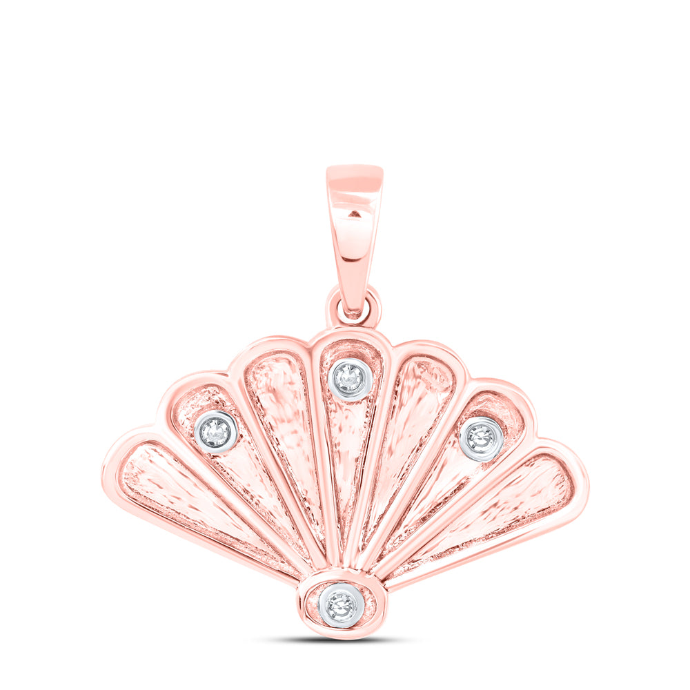 10kt Yellow Or White Or Rose Gold Diamond Sea Shell Pendant