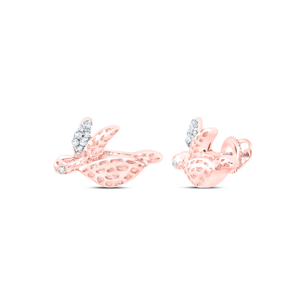 10kt Yellow Or Rose Gold Diamond Turtle Earrings