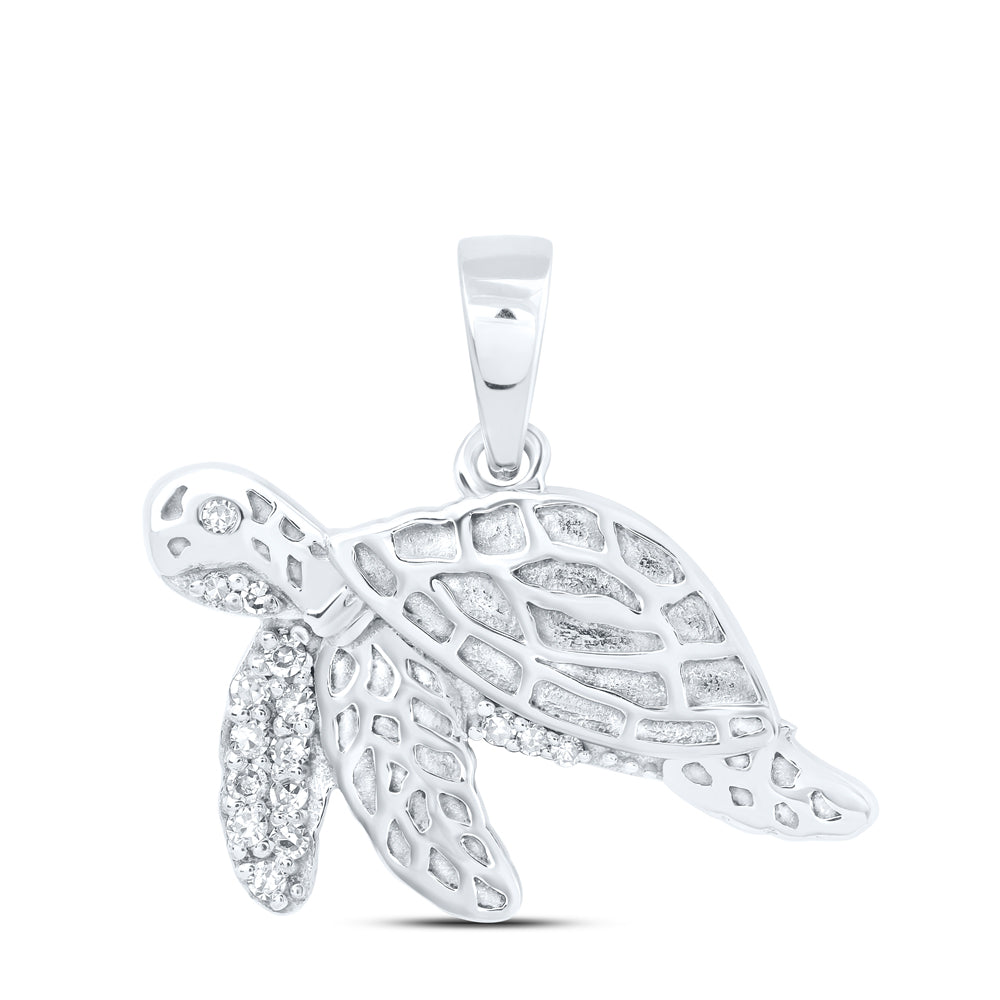 10kt White Or Rose Gold Diamond Turtle Pendant
