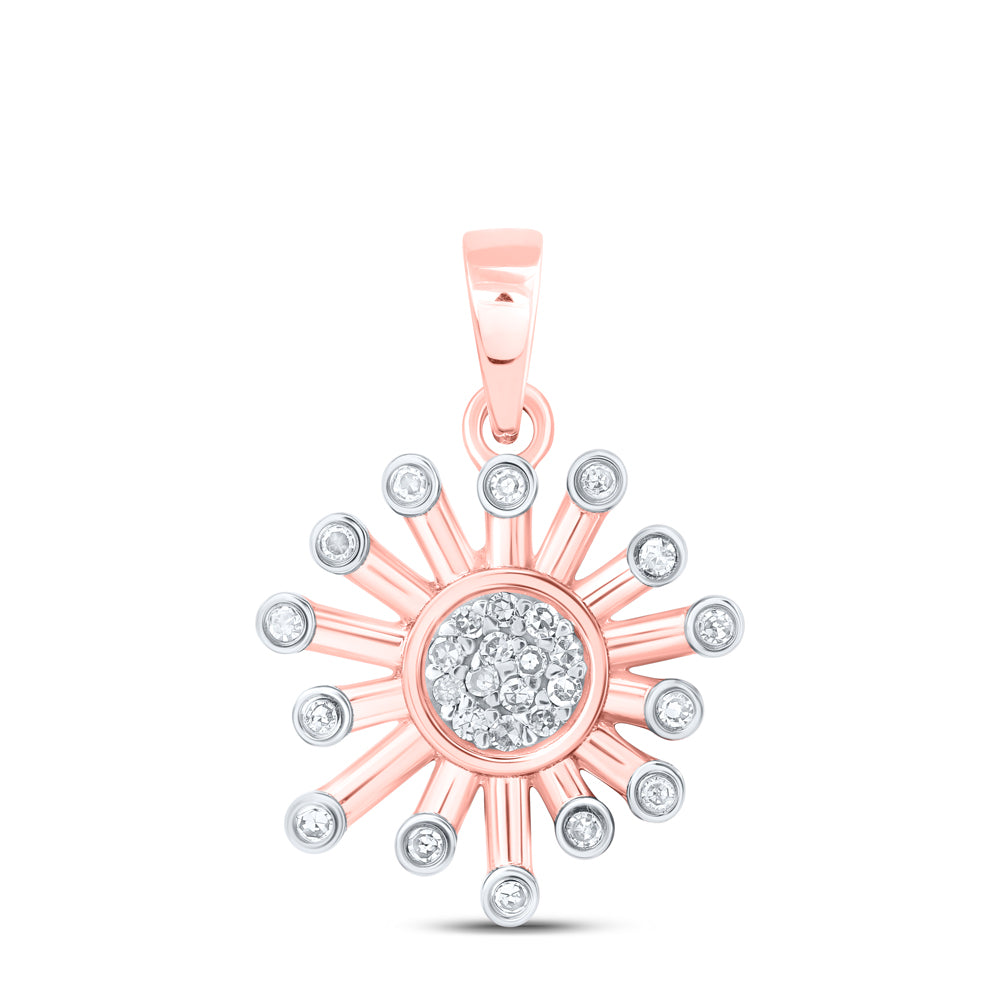 10kt Yellow Or White Or Rose Gold Diamond Sun Pendant