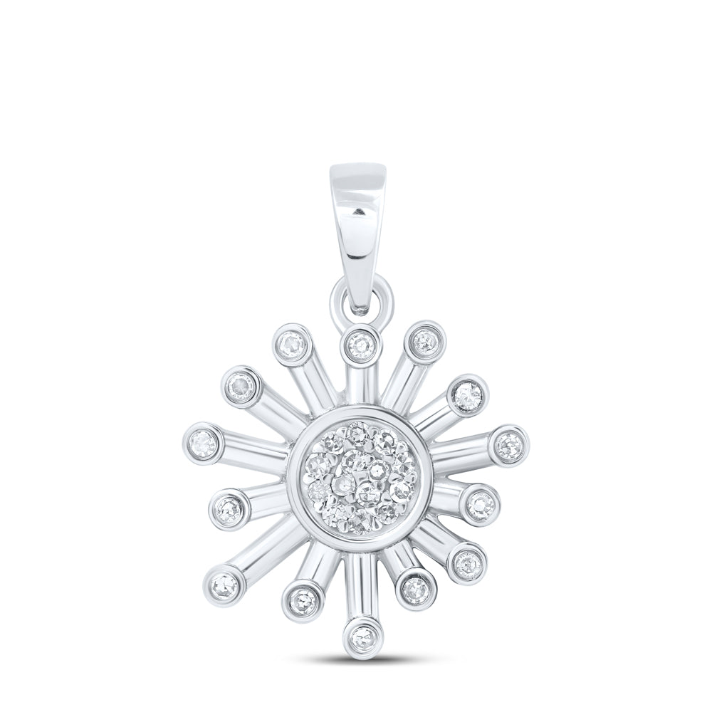 10kt Yellow Or White Or Rose Gold Diamond Sun Pendant