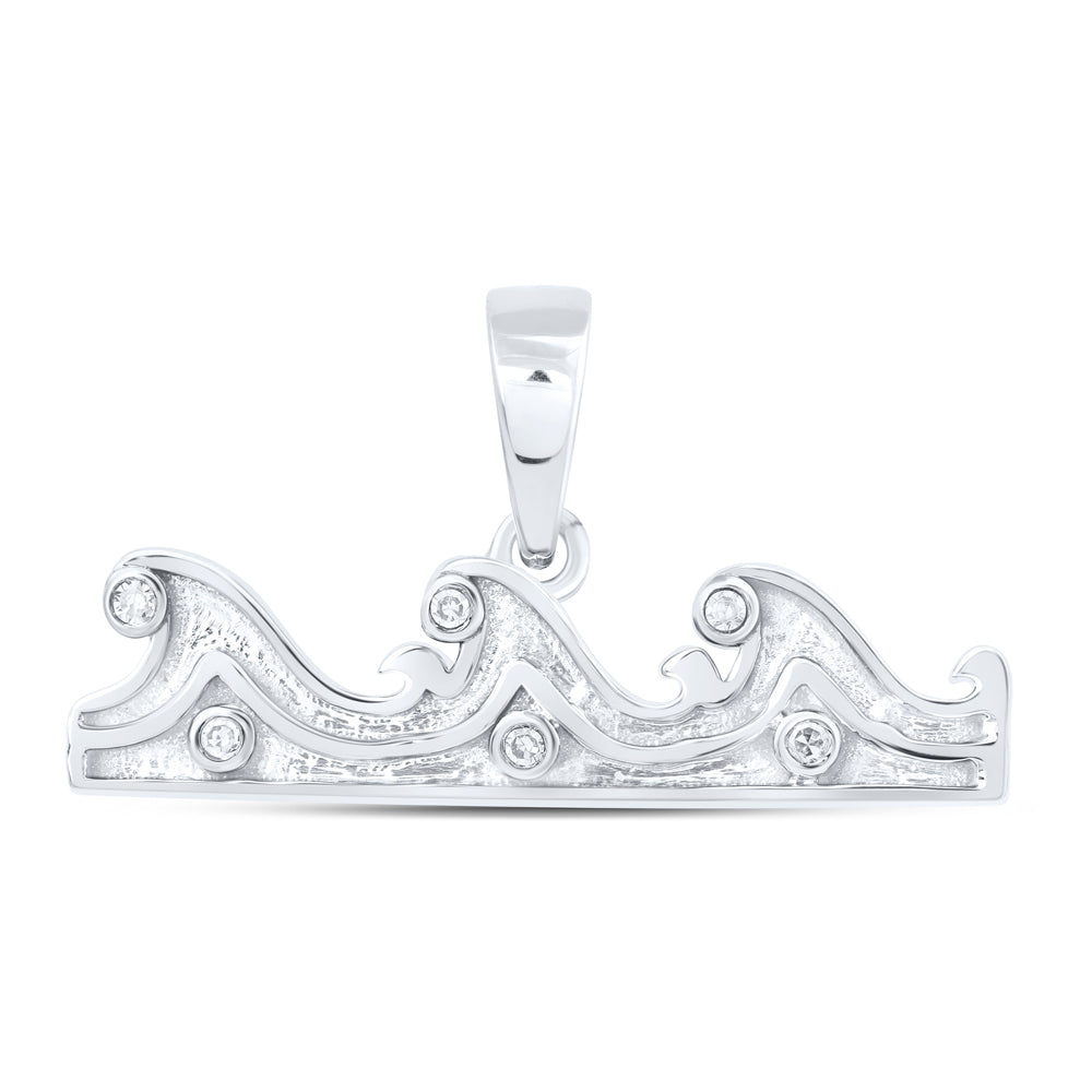 10kt Yellow Or White Or Rose Gold Diamond Sea Waves Pendant