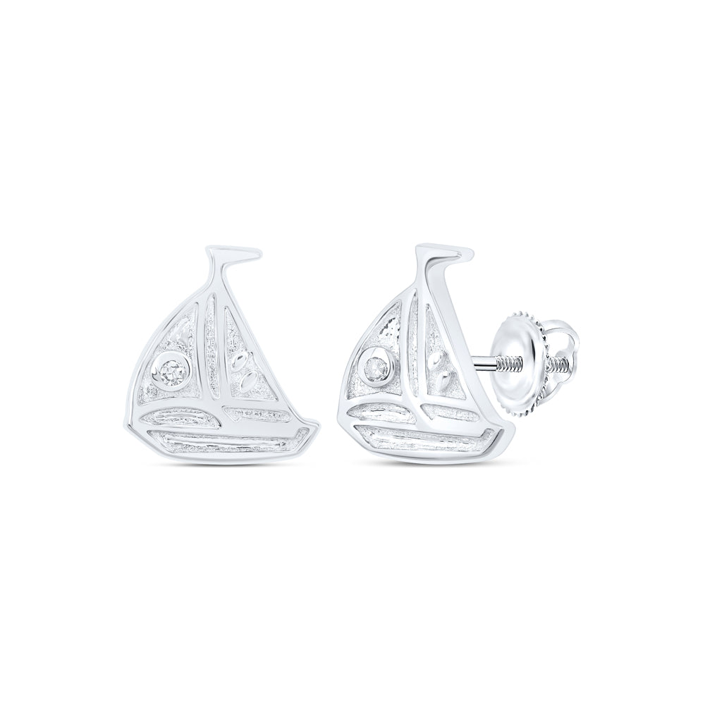 10kt Yellow Or White Or Rose Gold Diamond Boat Earrings