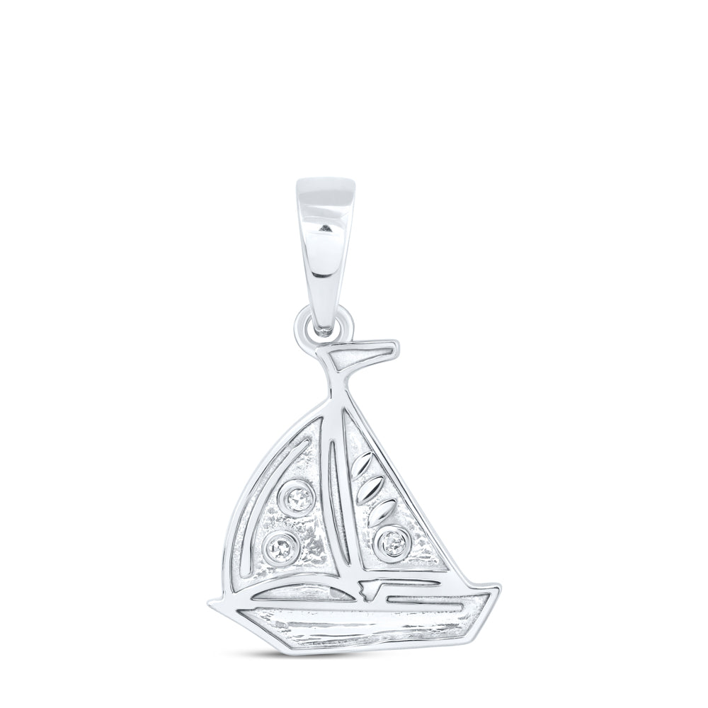 10kt Yellow Or White Or Rose Gold Diamond Boat Pendant