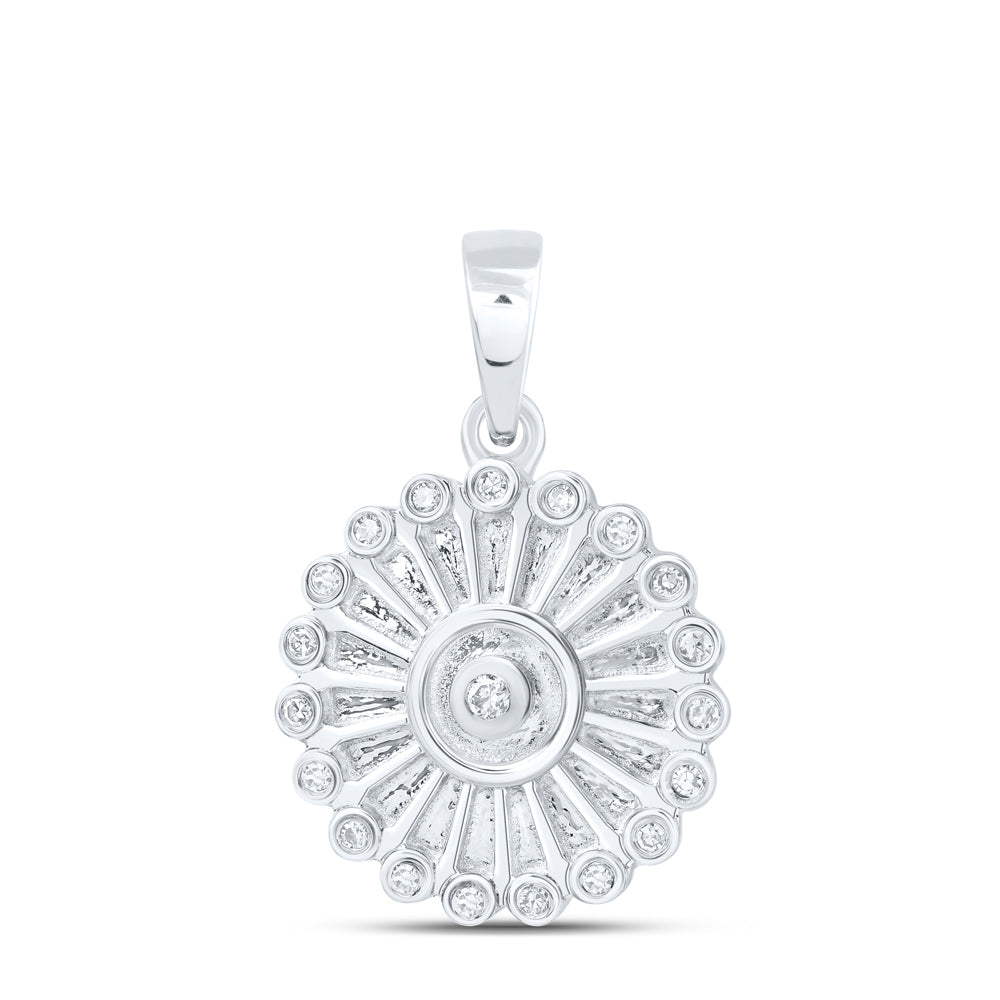 10kt Rose Or White Gold Diamond Sun Flower Pendant