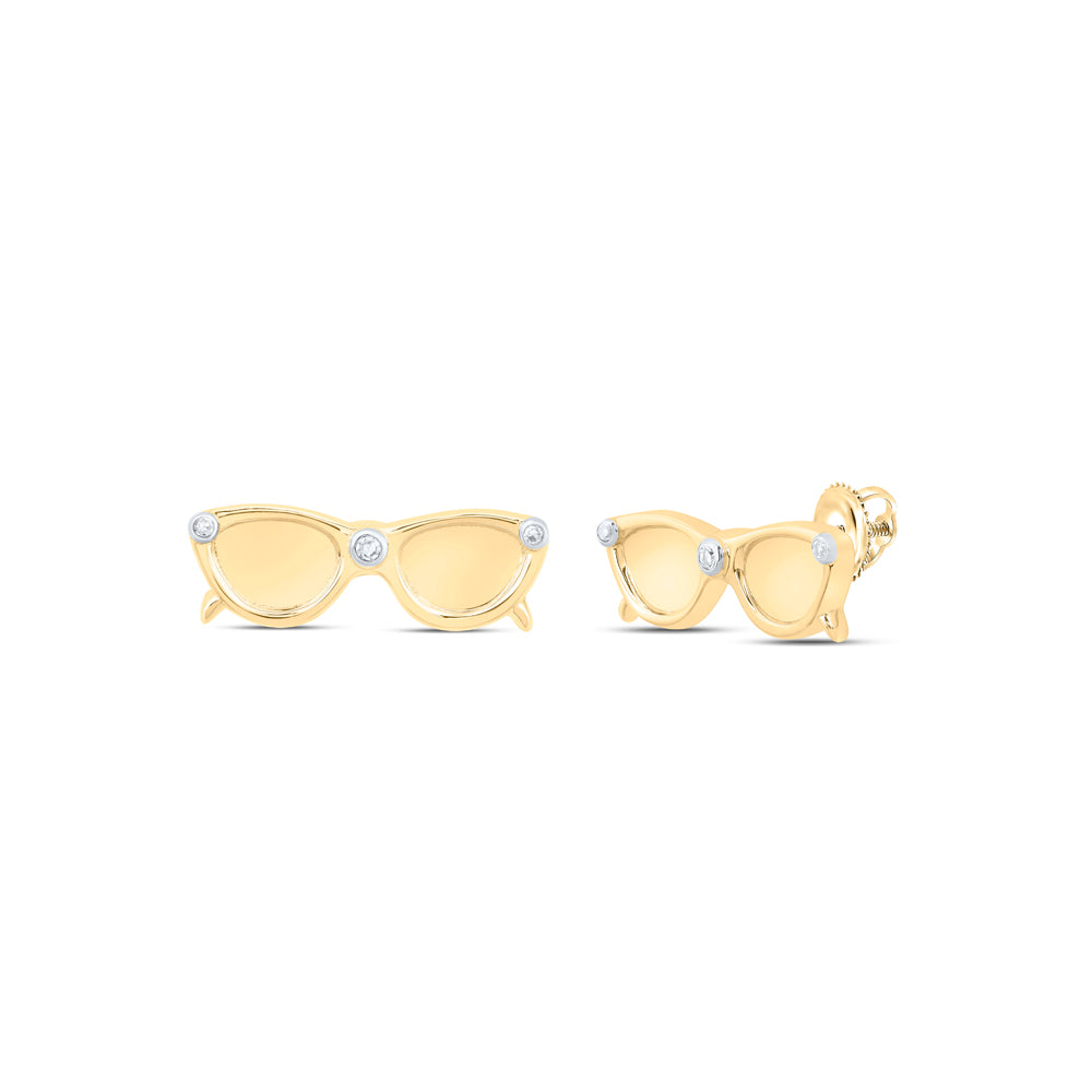 10kt Yellow Or White Or Rose Gold Diamond Sun Glasses Earrings