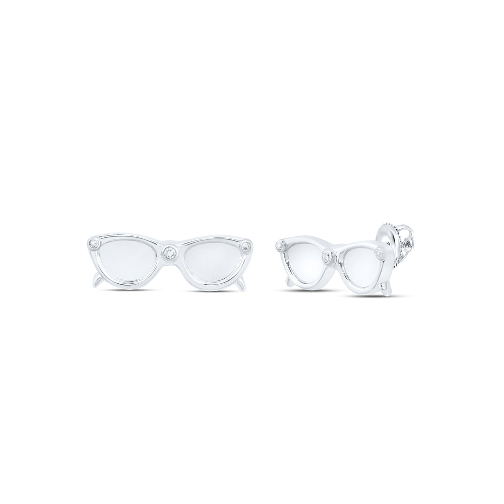 10kt Yellow Or White Or Rose Gold Diamond Sun Glasses Earrings