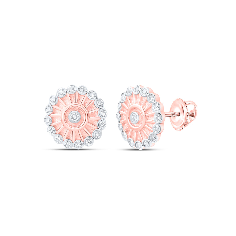 10kt Yellow Or White Or Rose Gold Diamond Sun Flower Earrings