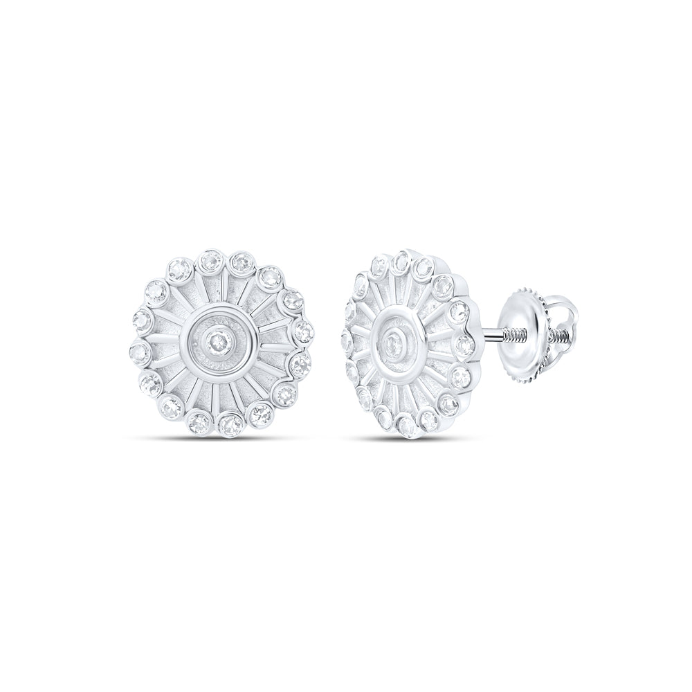 10kt Yellow Or White Or Rose Gold Diamond Sun Flower Earrings