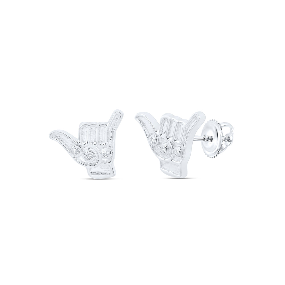 10kt Yellow Or White Or Rose Gold Diamond Cool Hand Earrings