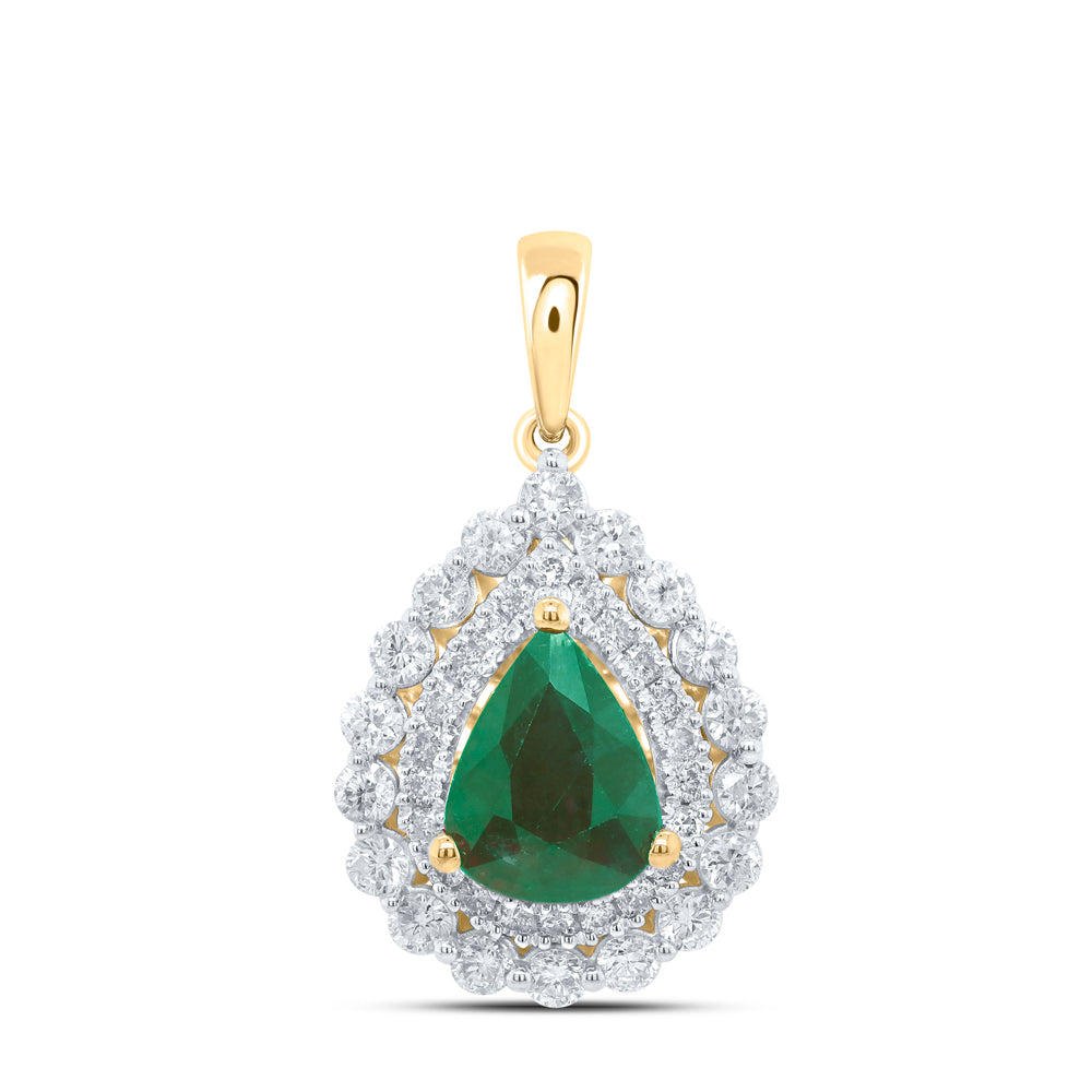 14kt Yellow Gold 1/2 Cttw Diamond Ana M 8 X 6 Mm Em-pear Natural Gem Pendant