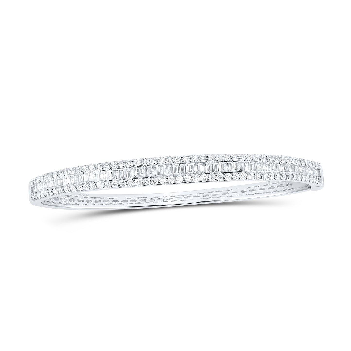 14K Yellow Or White Gold 2 5/8Ctw Natural Diamond Ana M Fashion Bangle (60X48Mm)
