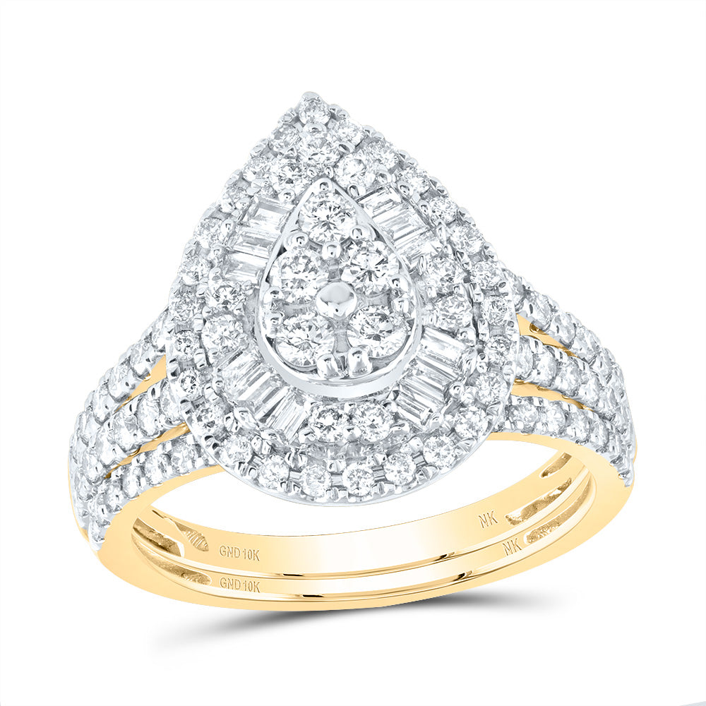 10kt Yellow Gold 1 1/5 Cttw Diamond Fashion Wedding Engagement Anniversary Bridal Set, Women Size: 5-9