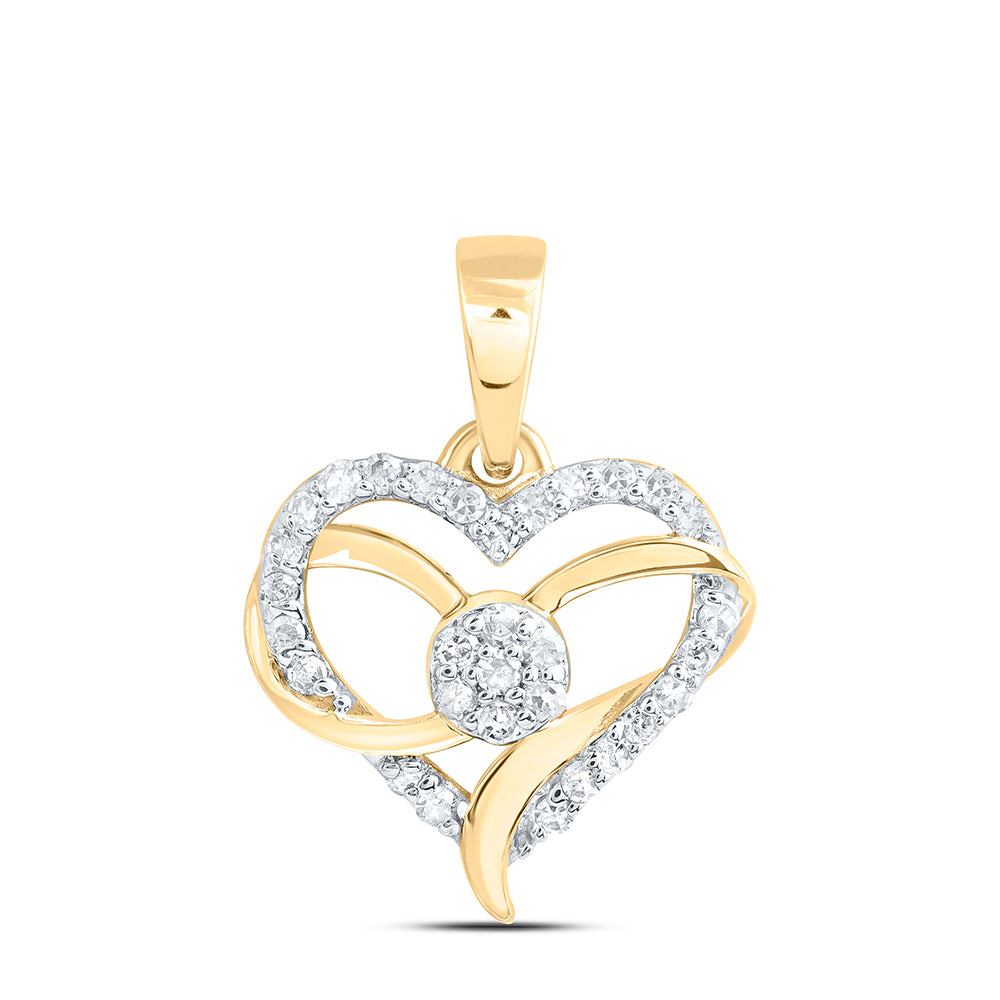 10kt Yellow Gold 1/8 Cttw Diamond Heart Pendant