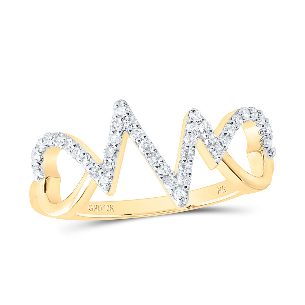 10kt Yellow Gold 1/5 Cttw Diamond Heart Wedding Engagement Anniversary Ring, Women Size: 5-9