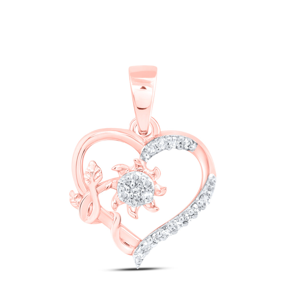 10kt Rose Gold 1/12 Cttw Diamond Heart Pendant