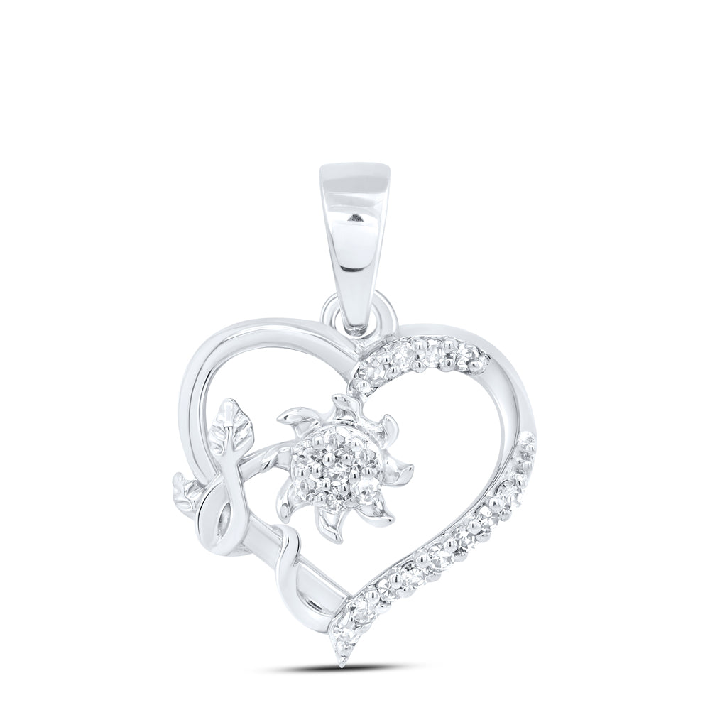 10kt White Gold 1/12 Cttw Diamond Heart Pendant