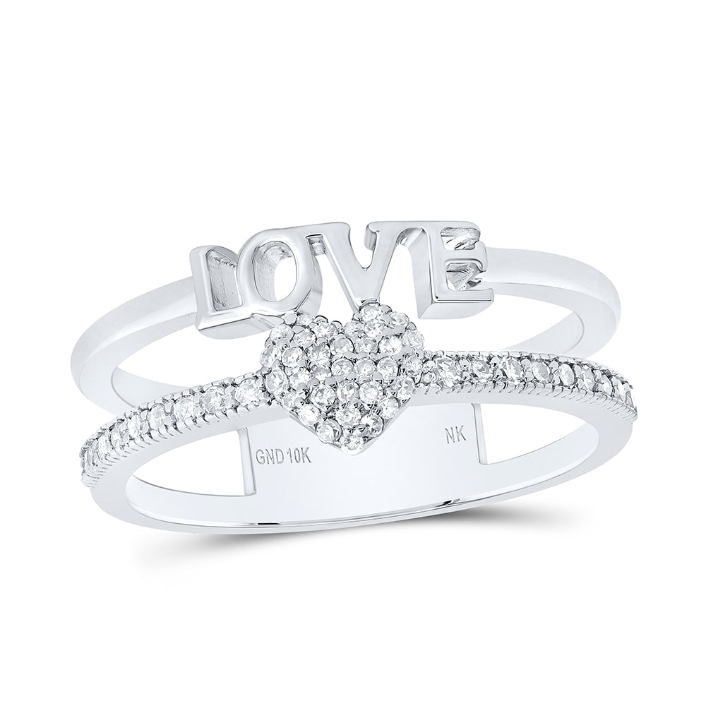 10kt White Gold 1/5 Cttw Diamond Heart Love Wedding Engagement Anniversary Ring, Women Size: 5-9