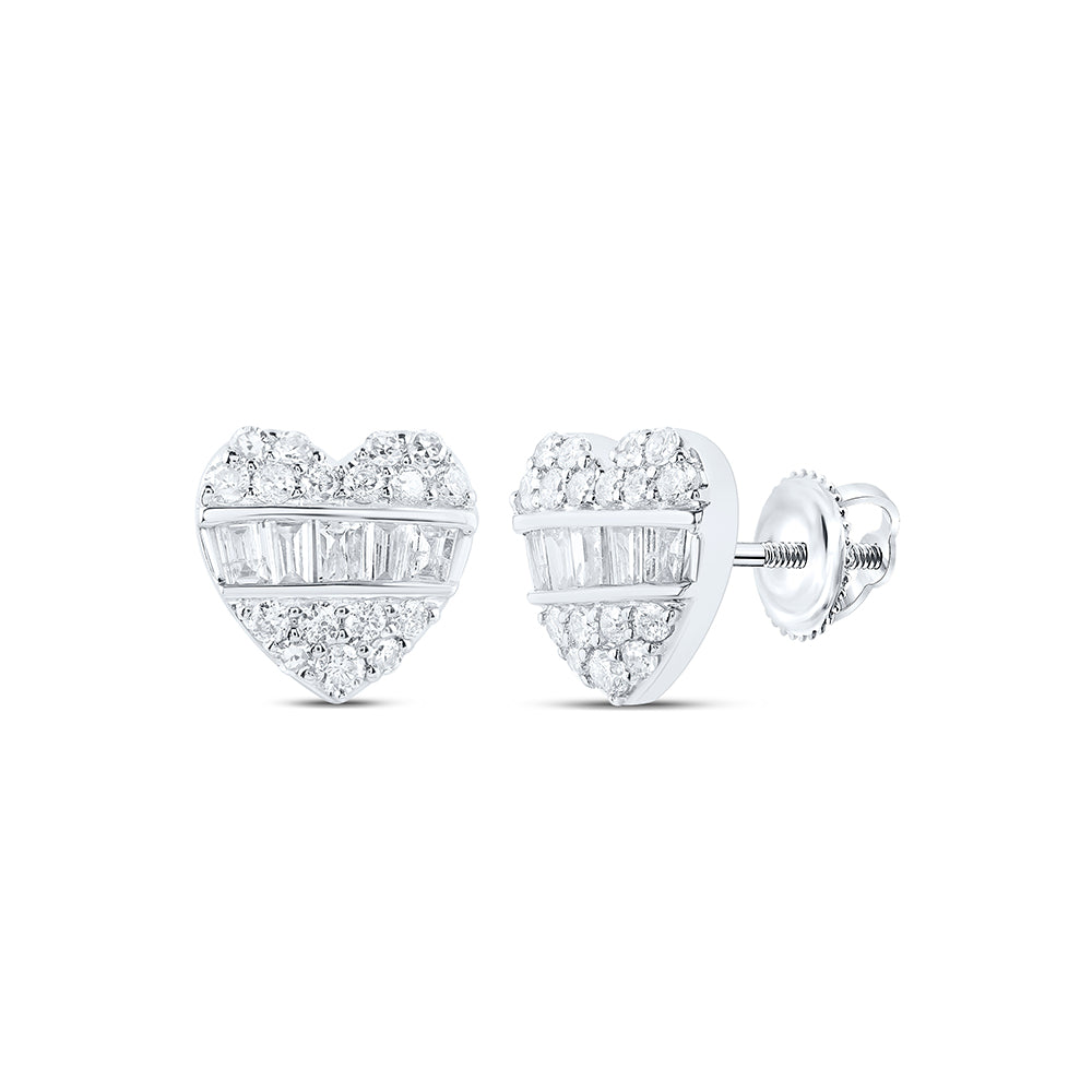 10kt Yellow Or White Or Rose Gold Diamond Fashion Heart Earring