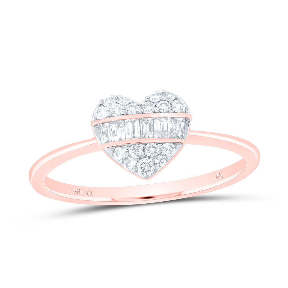 10kt Rose Gold 1/4 Cttw Diamond Fashion Heart Wedding Engagement Anniversary Ring, Women Size: 5-9