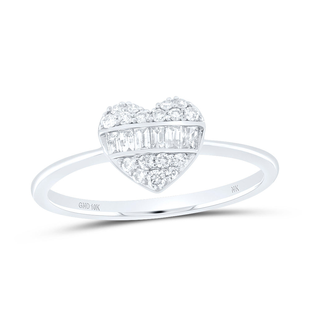 10kt White Gold 1/4 Cttw Diamond Fashion Heart Wedding Engagement Anniversary Ring, Women Size: 5-9