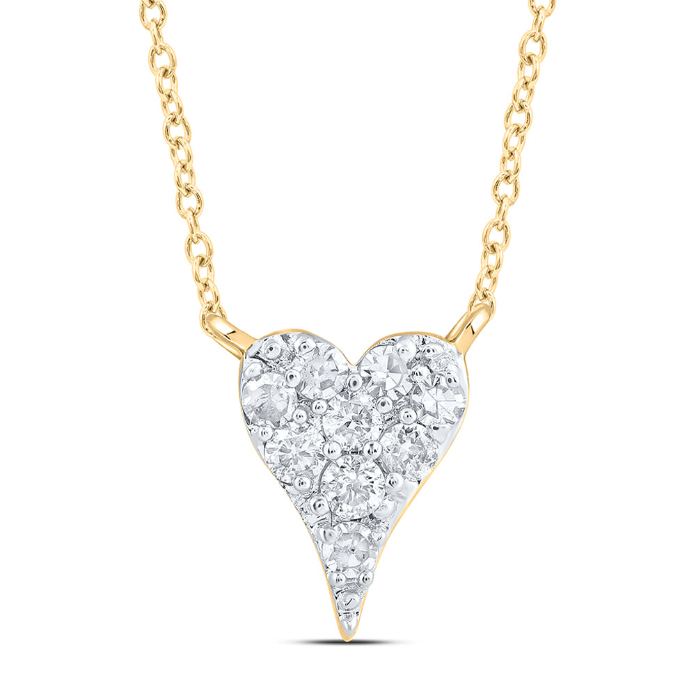 10kt Yellow Gold 1/20 Cttw Diamond Fashion Heart Necklace, Length: 18 Inch