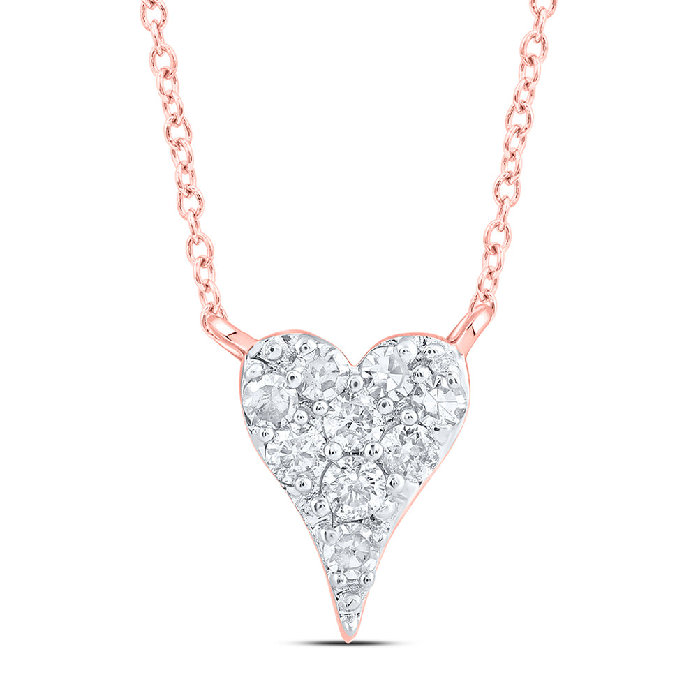10kt Rose Gold 1/20 Cttw Diamond Fashion Heart Necklace, Length: 18 Inch