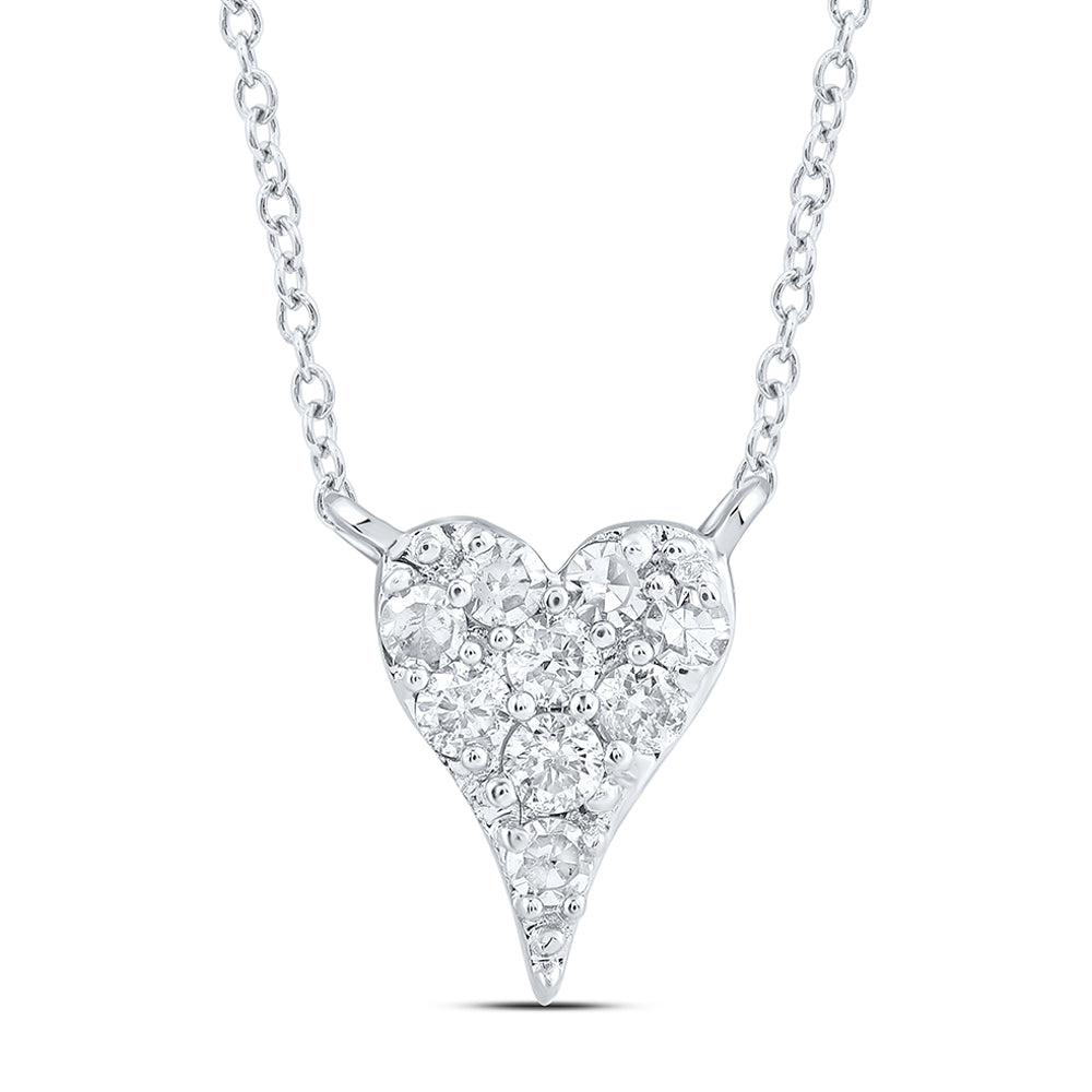 10kt White Gold 1/20 Cttw Diamond Fashion Heart Necklace, Length: 18 Inch