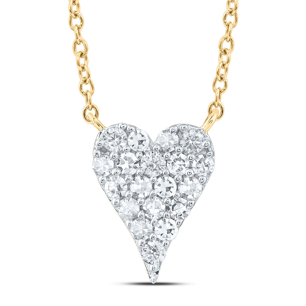 10kt Yellow Gold 1/10 Cttw Diamond Fashion Heart Necklace, Length: 18 Inch