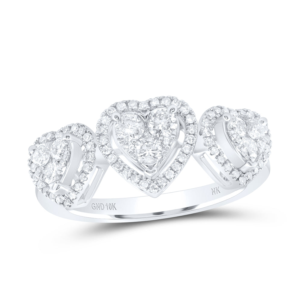 10kt White Gold 1/2 Cttw Diamond Fashion Heart Wedding Engagement Anniversary Ring, Women Size: 5-9