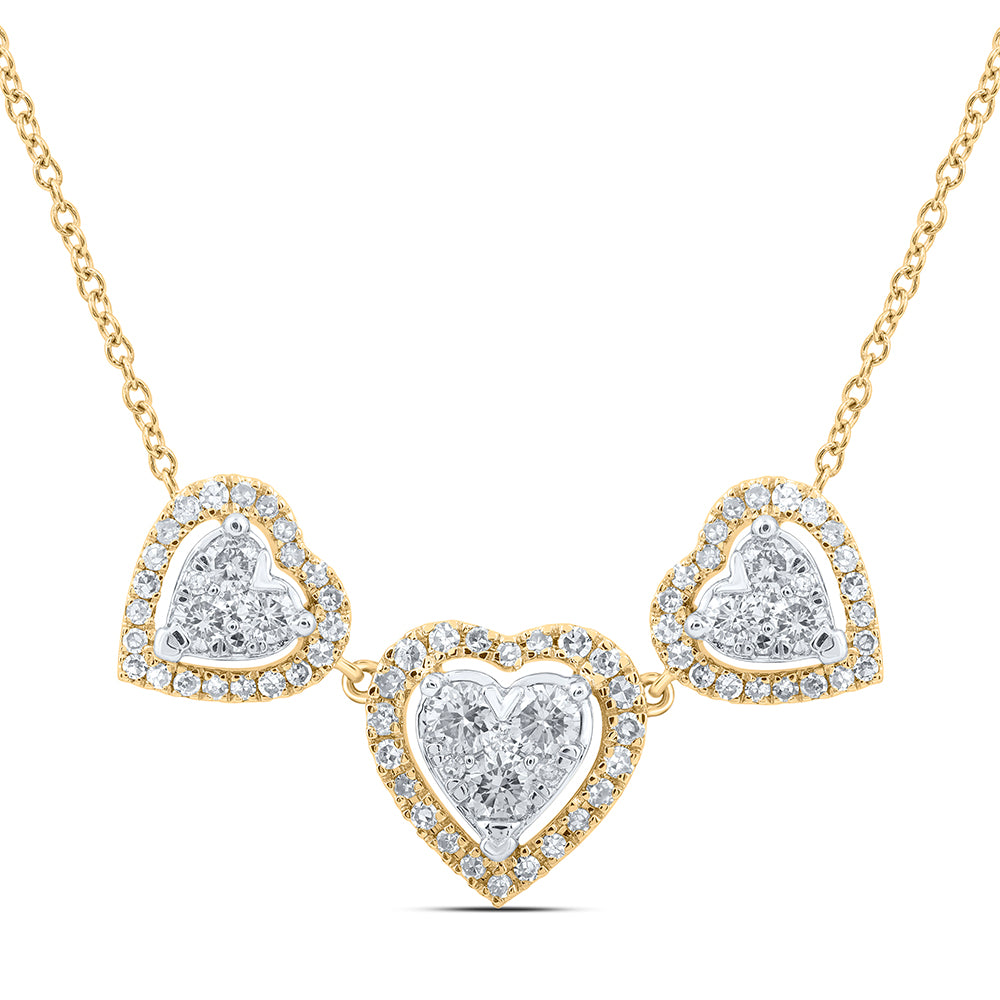 10kt Yellow Gold 3/4 Cttw Diamond Fashion Heart Necklace, Length: 18 Inch