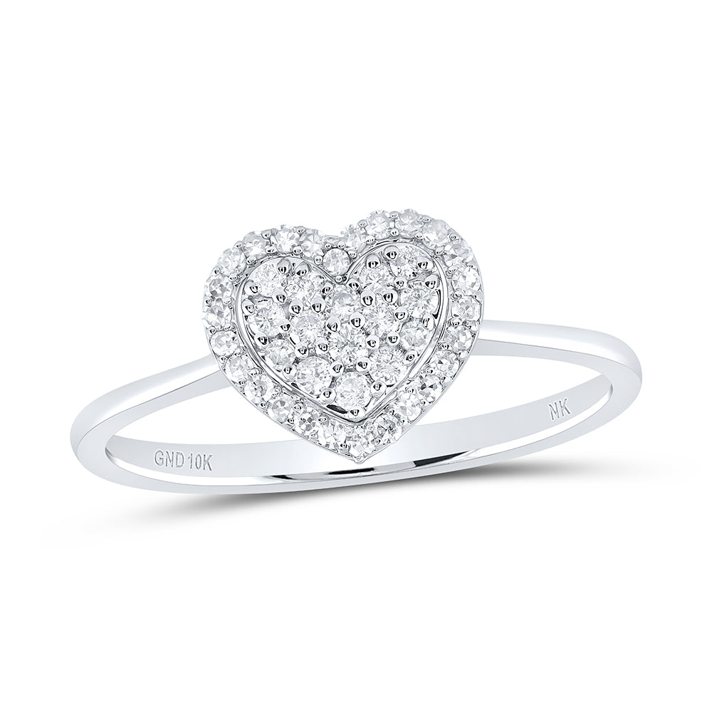 10kt White Gold 1/4 Cttw Diamond Fashion Heart Wedding Engagement Anniversary Ring, Women Size: 5-9