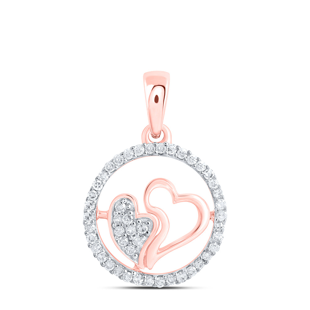 10kt Yellow Or Rose Gold Diamond Round Shape Heart Pendant