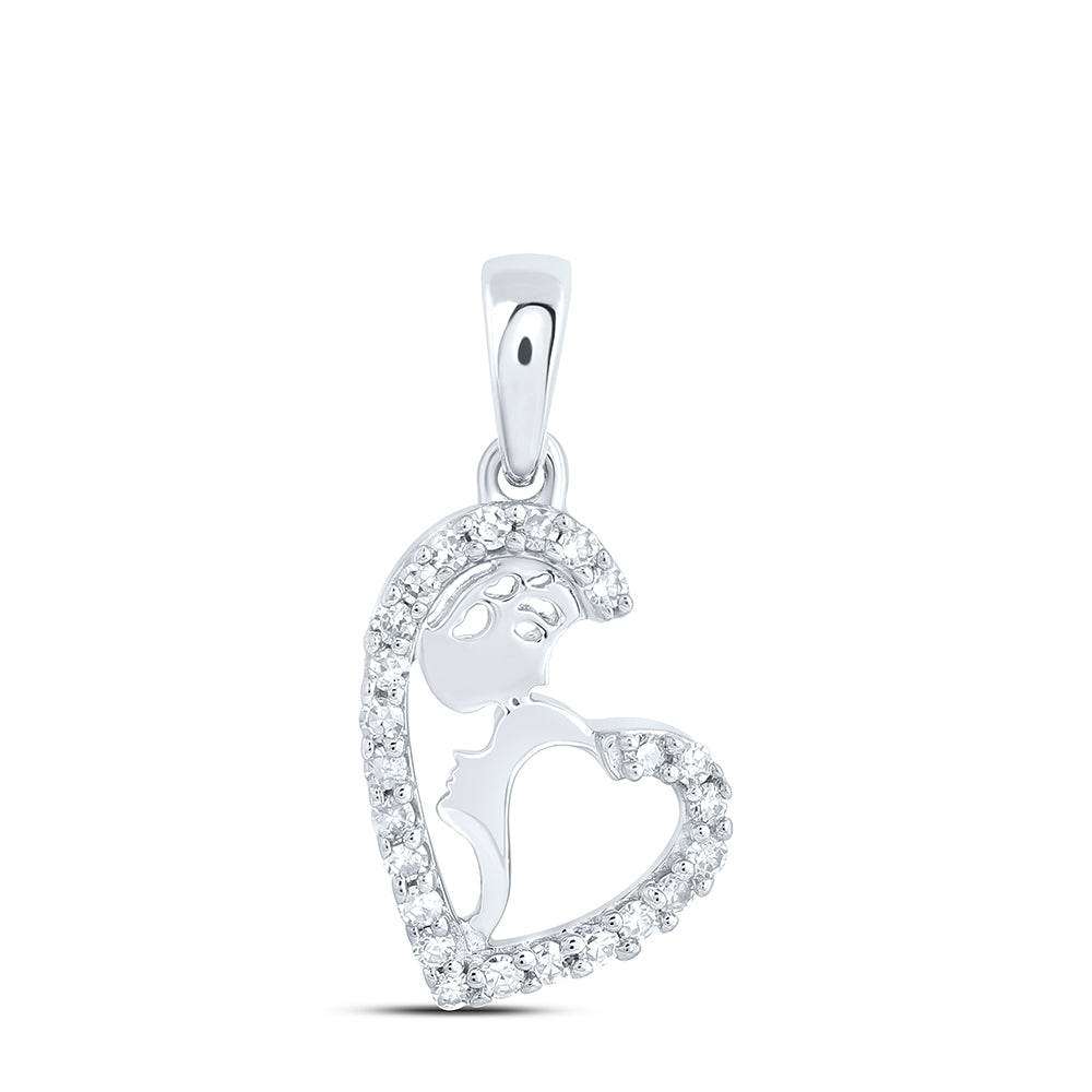 10kt Yellow Or White Or Rose Gold Diamond Forehead Kiss Heart Pendant
