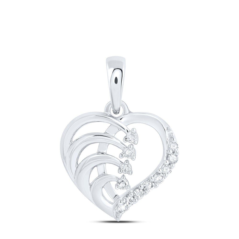 10kt Yellow Or White Or Rose Gold Diamond Heart Pendant