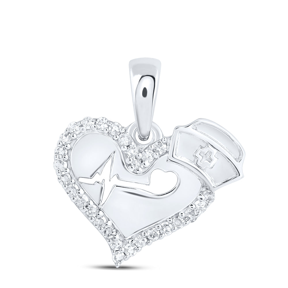 10kt Yellow Or White Gold Diamond Nurse Heart Pendant