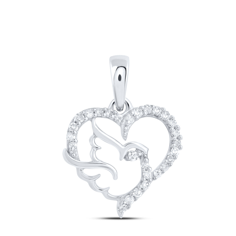 10kt Yellow Or White Gold Diamond Bird Heart Pendant