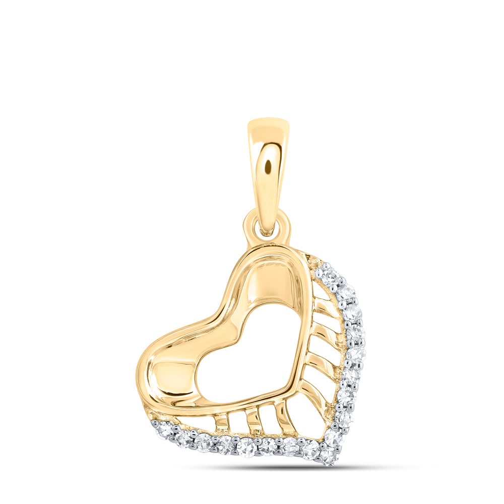 10kt Yellow Or White Or Rose Gold Diamond Heart Pendant