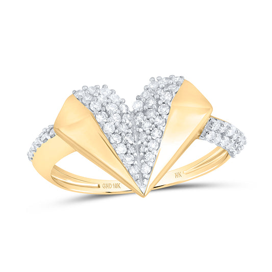 10kt Yellow Gold 3/8 Cttw Diamond Heart Wedding Engagement Anniversary Ring, Women Size: 5-9