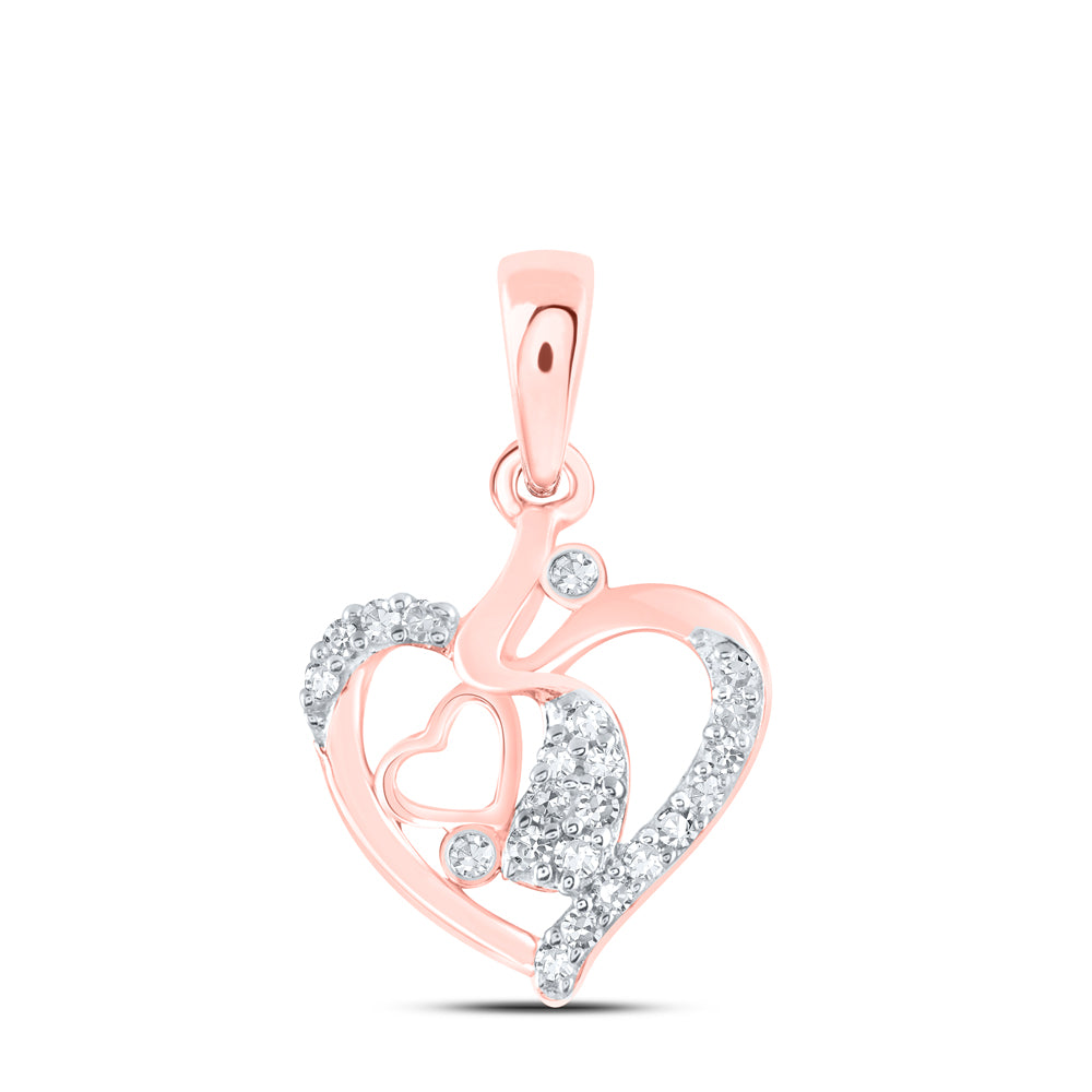 10kt Rose Gold 1/12 Cttw Diamond Heart Pendant
