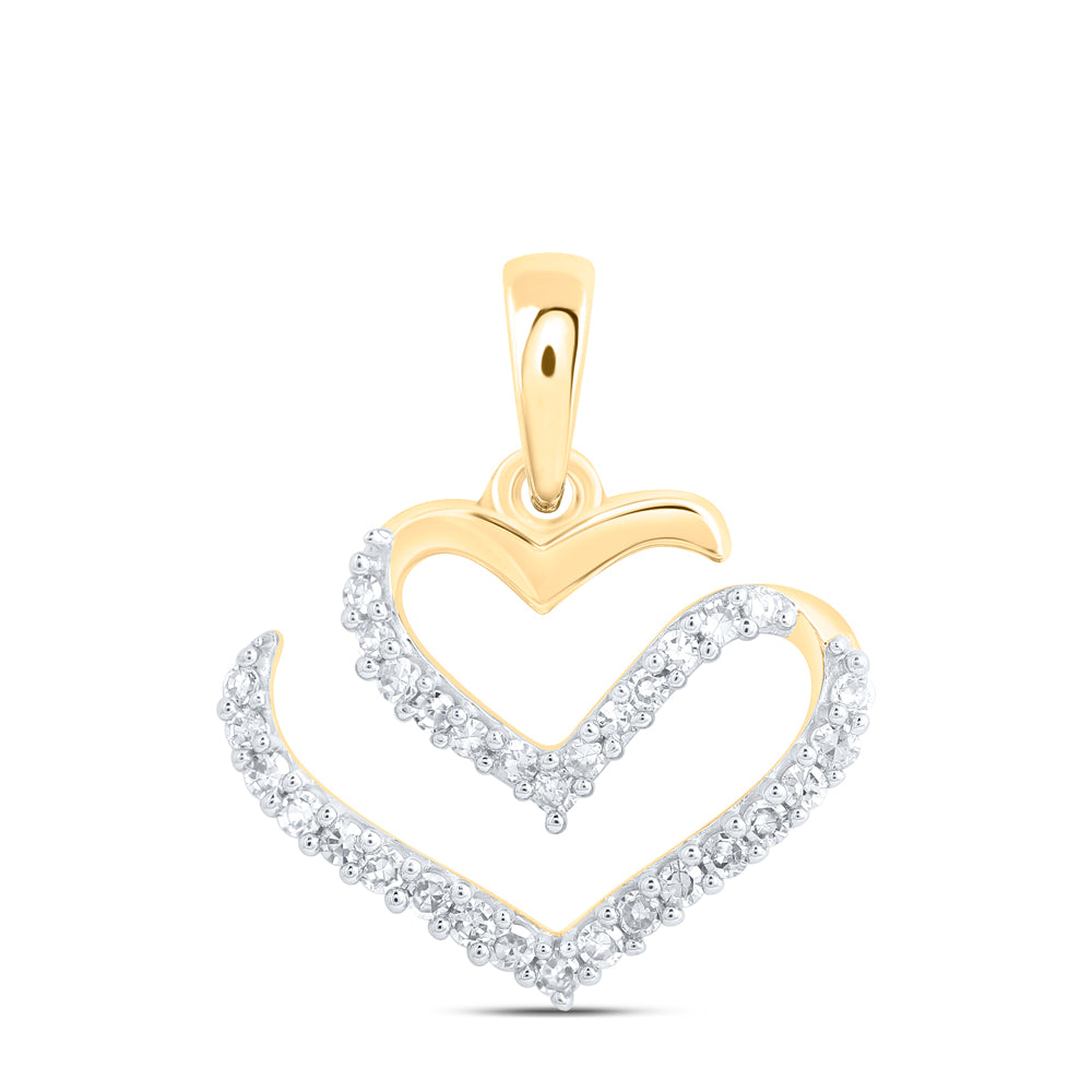 10kt Yellow Gold 1/8 Cttw Diamond Heart Pendant