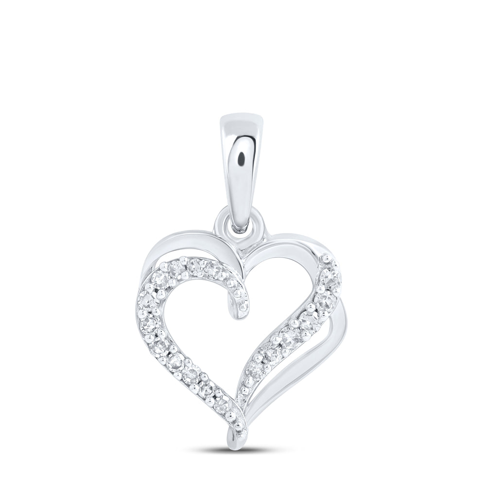 10kt White Gold 1/12 Cttw Diamond Heart Pendant