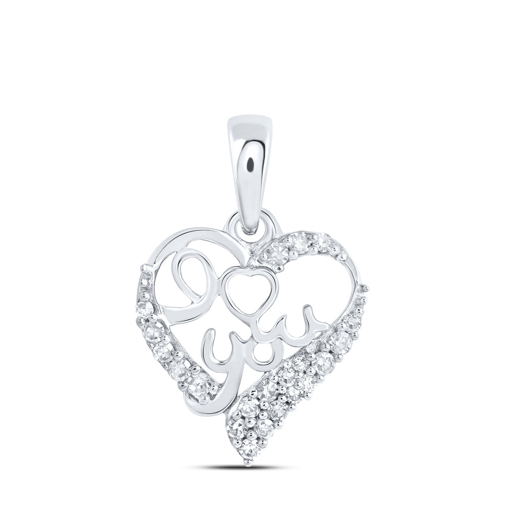 10kt Rose Or White Gold Diamond "i Love You" Heart Pendant