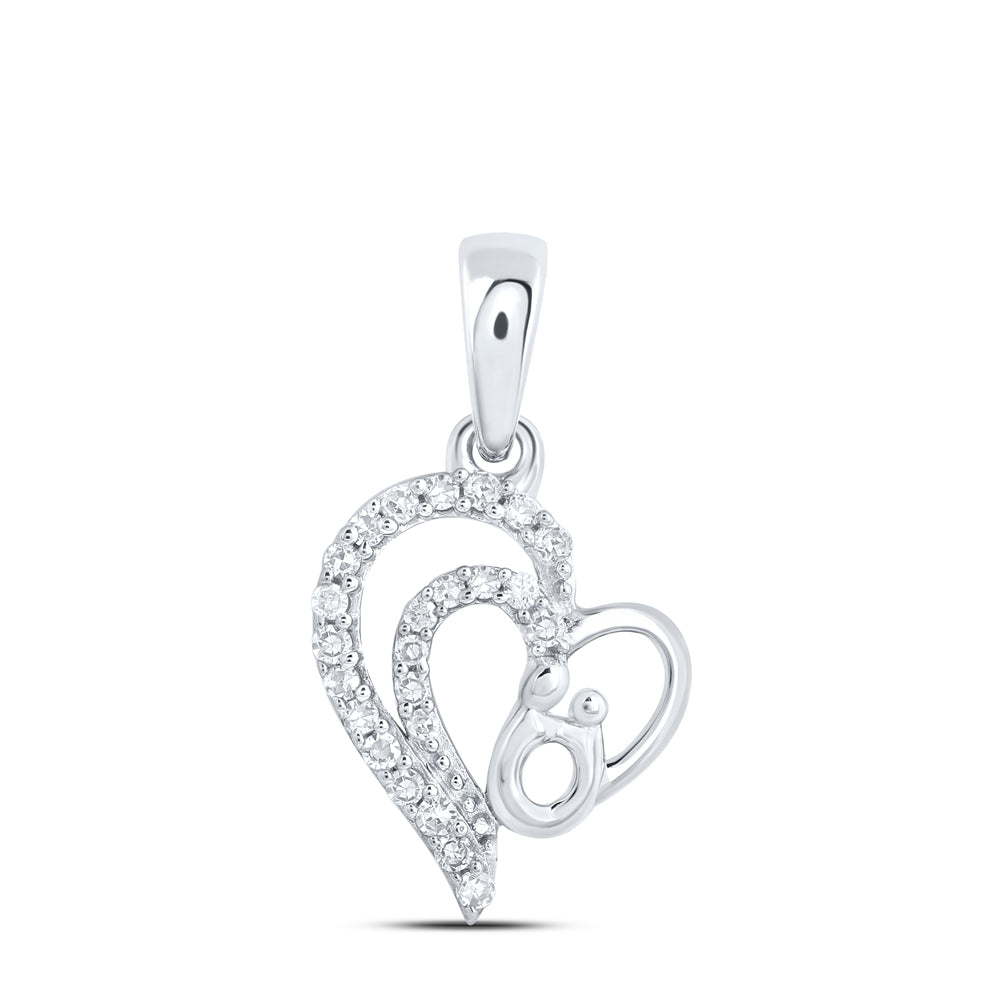10kt White Gold 1/10 Cttw Diamond Heart Pendant