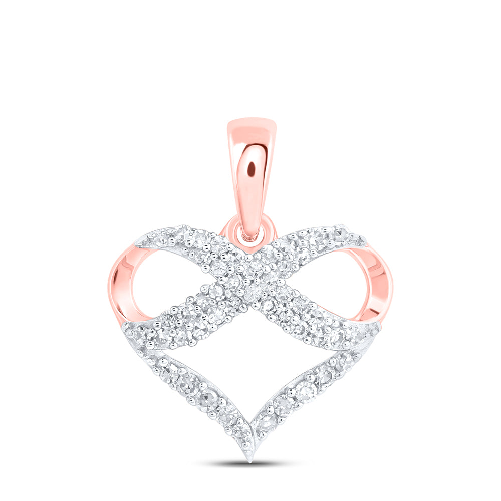 10kt Rose Gold 1/6 Cttw Diamond Infinity Heart Pendant