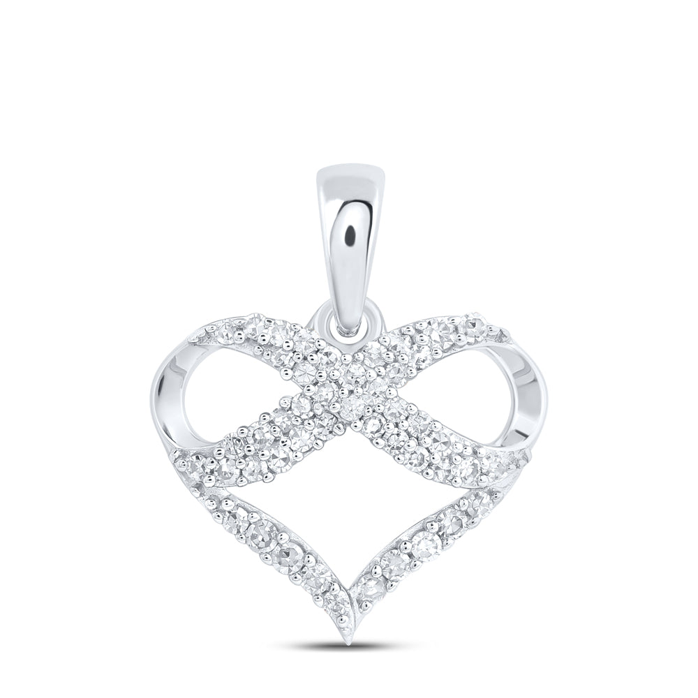 10kt White Gold 1/6 Cttw Diamond Infinity Heart Pendant