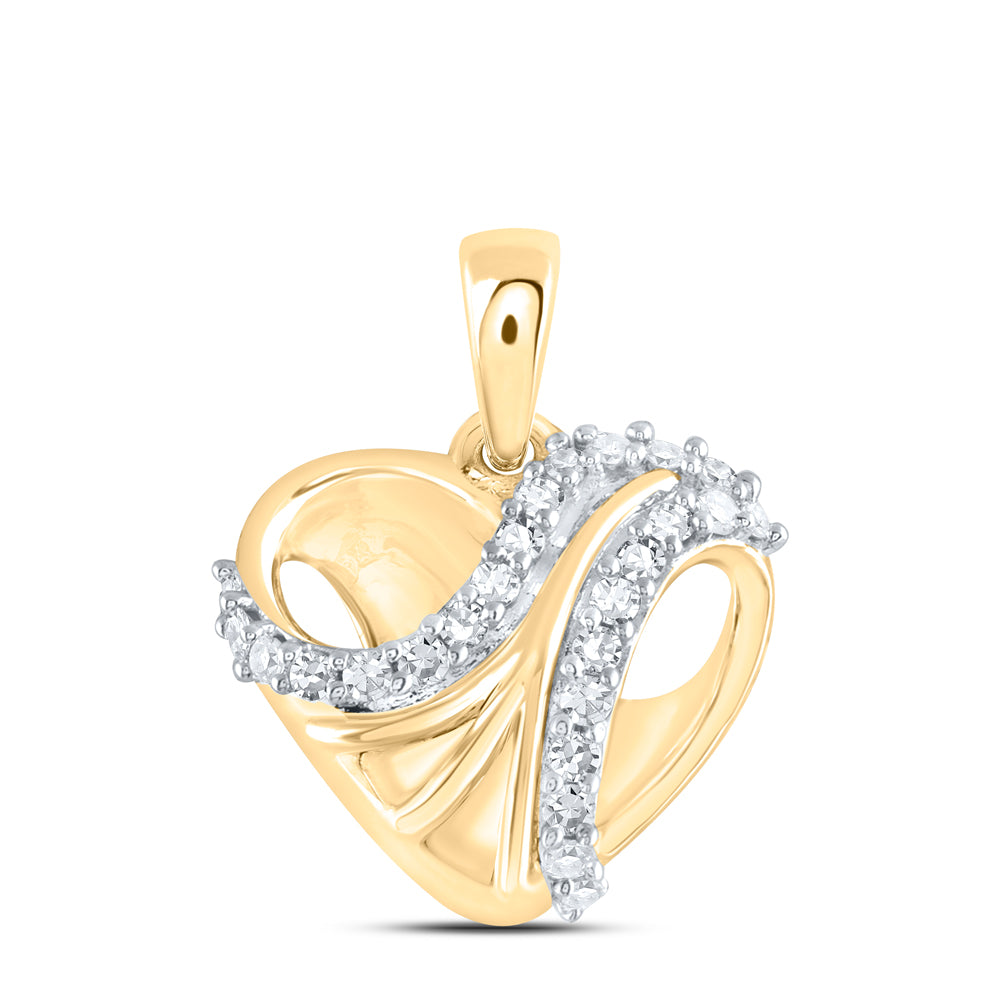 10kt Yellow Gold 1/6 Cttw Diamond Heart Pendant
