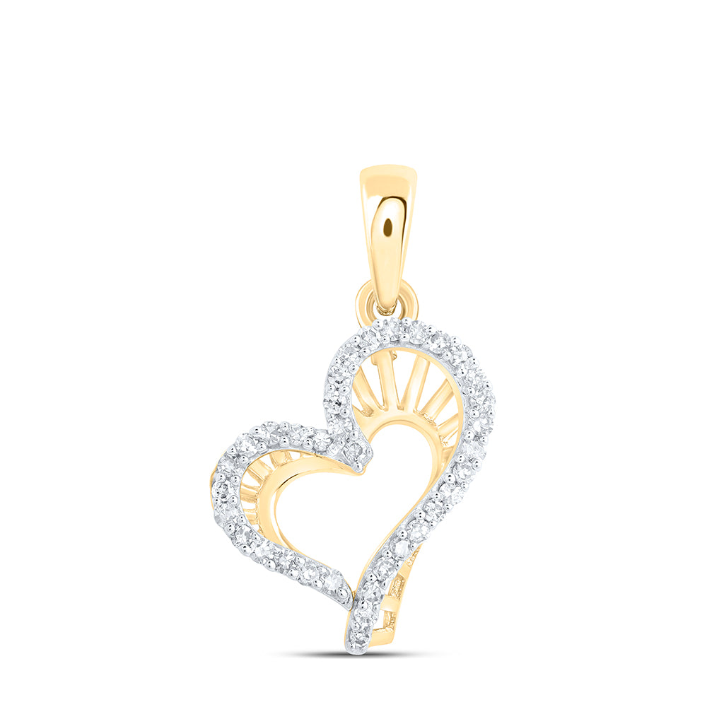 10kt Yellow Gold 1/10 Cttw Natural Diamond Heart Pendant